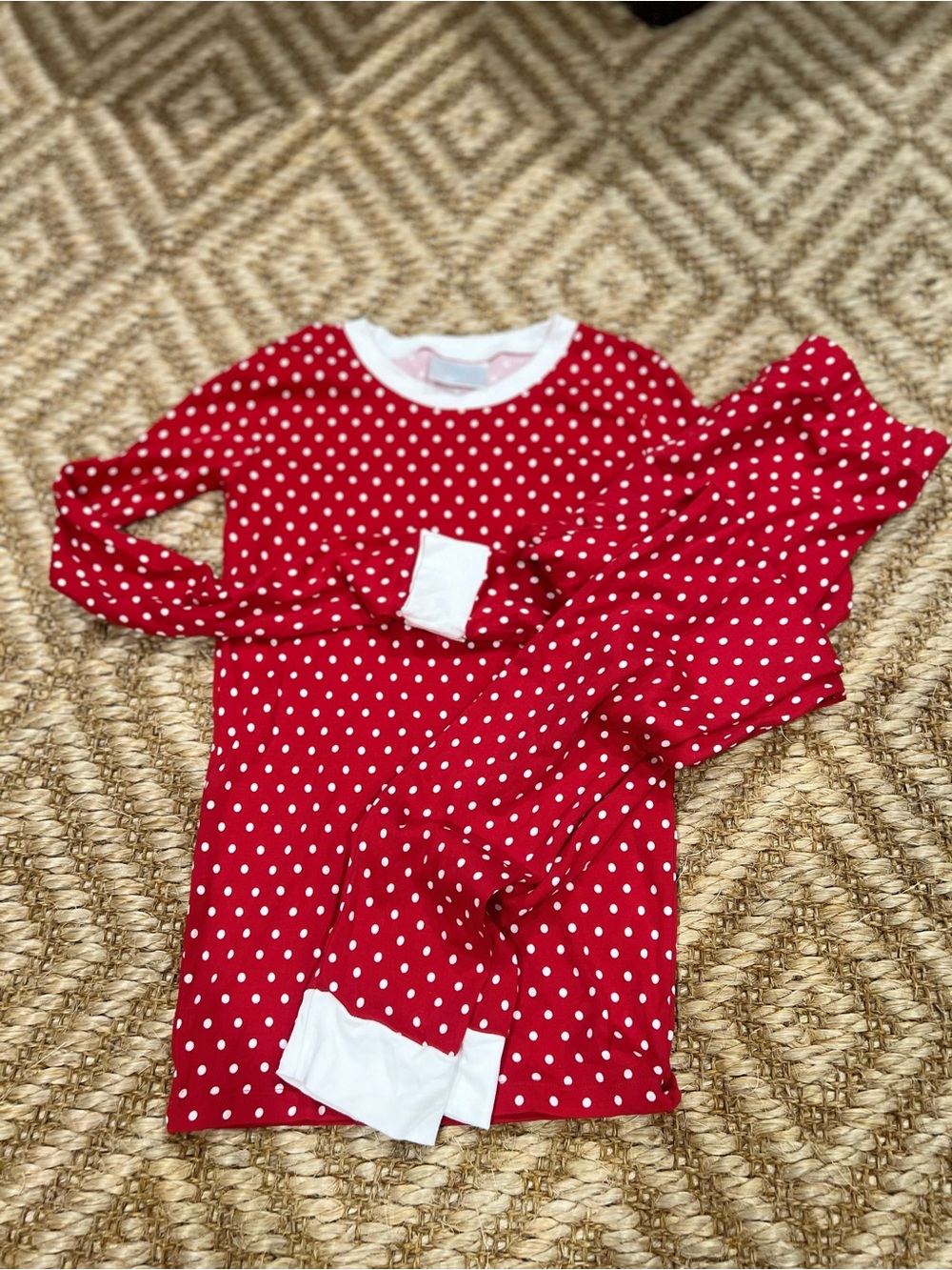 Kids LAKE Red Polka Dot Pajama Set with White Trim - size 12